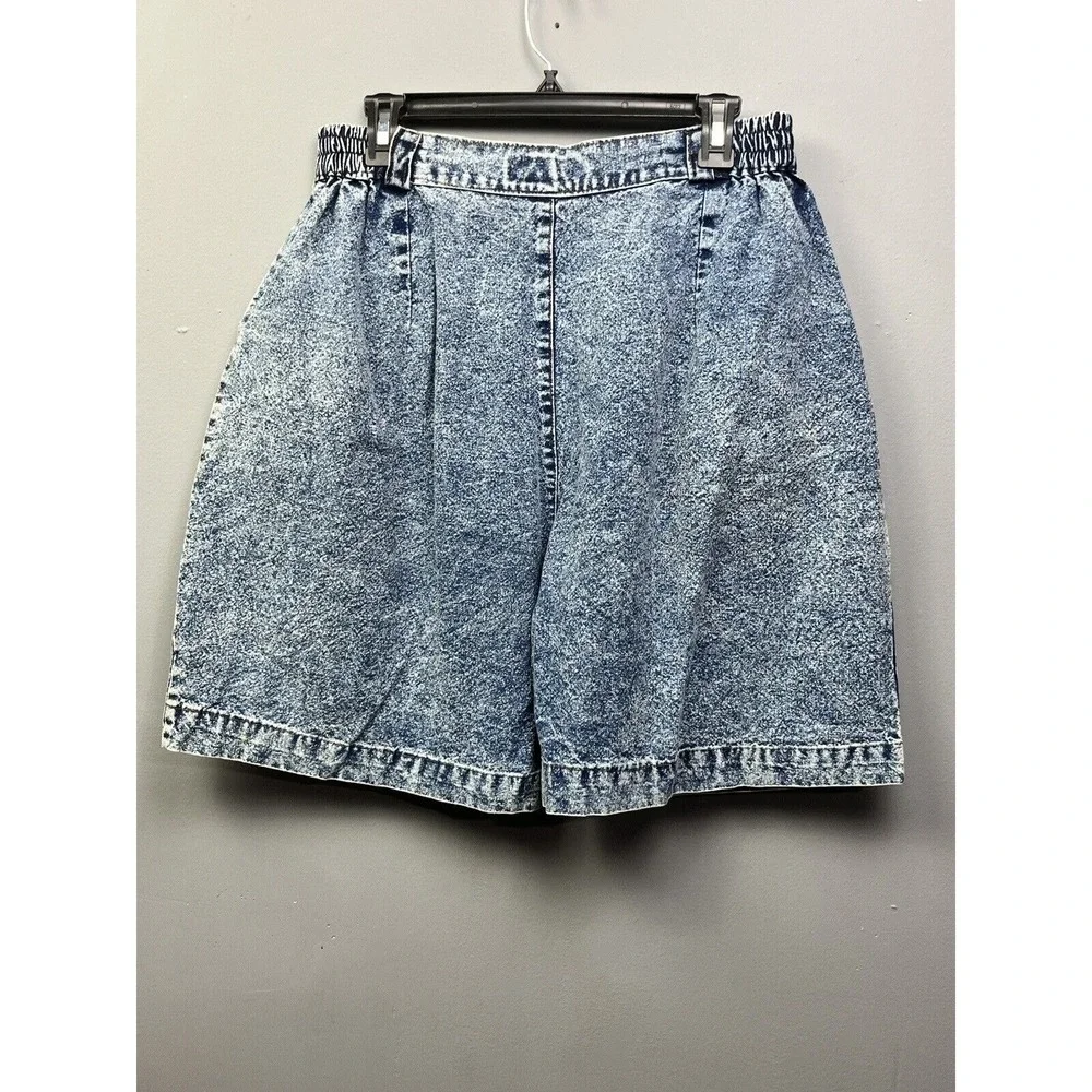 Pretty Bleu Denim Shorts Womens Medium Blue Acid Vintage‎ Embroidered Hi Rise